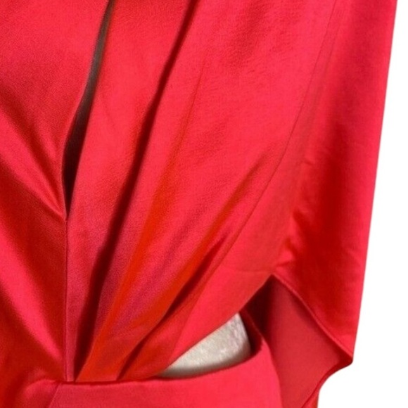 NWT SIGNIFICANT OTHER Anne Cape Cut Outs Satin Mini Dress Fuchsia 6 - Picture 7 of 15